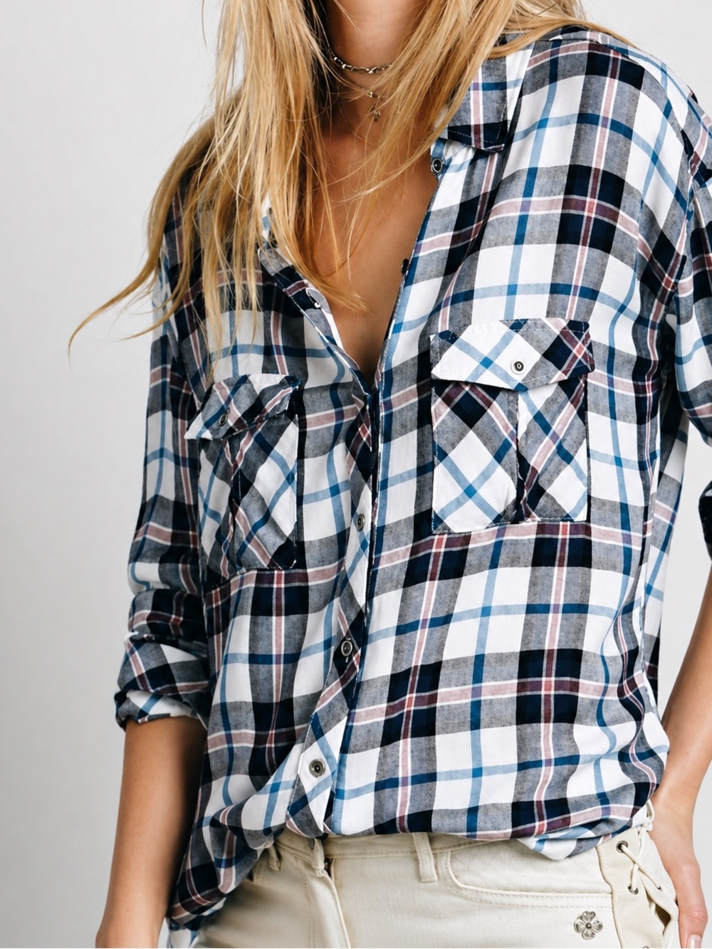 Rails by free people blue flannel button down, XS